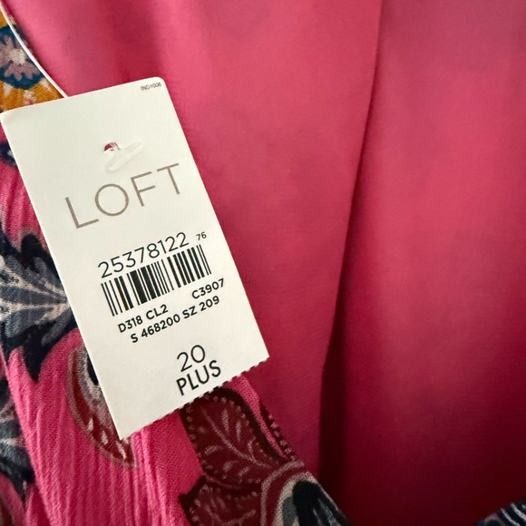LOFT Plus Size 20 Floral Pink Dress 💕 NEW WITH TAGS - Picture 10 of 12